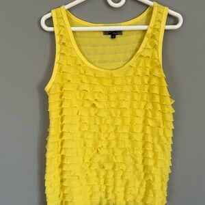 Slinky Brand Ruffled Yellow Sleeveless Top Size M